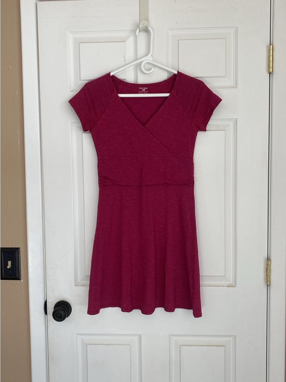 Horny Toad Rosemarie Magenta Faux-Wrap Short Sleeve Dress